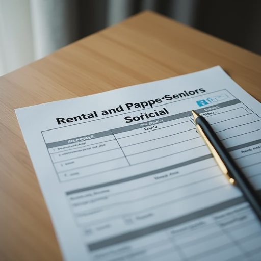 A rental application form placed on a clean, neutral-colored desktop.