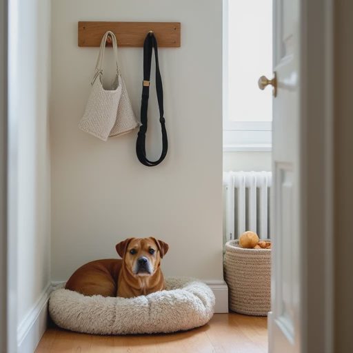 A close-up of a tidy small apartment entryway.