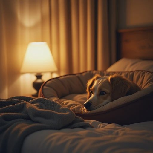 The pet is lying in its nest, preparing to sleep.